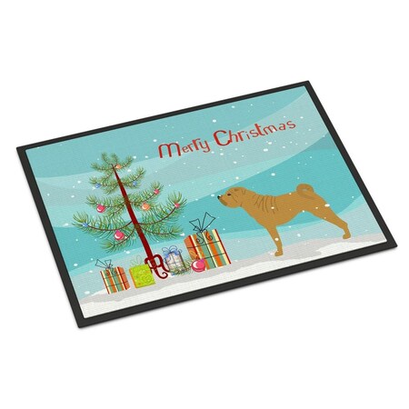 Carolines Treasures Shar Pei Merry Christmas Tree Indoor or Outdoor Mat 18x27 BB2970MAT